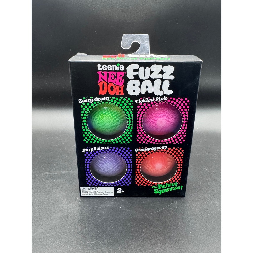 Schylling Teenie NeeDoh Fuzz Ball 4-Pack Sensory Stress Toy Multi-Color New